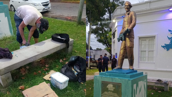 San Vicente: un detenido por pintar el monumento a los Héroes de Malvinas con una consigna por el 24 de marzo