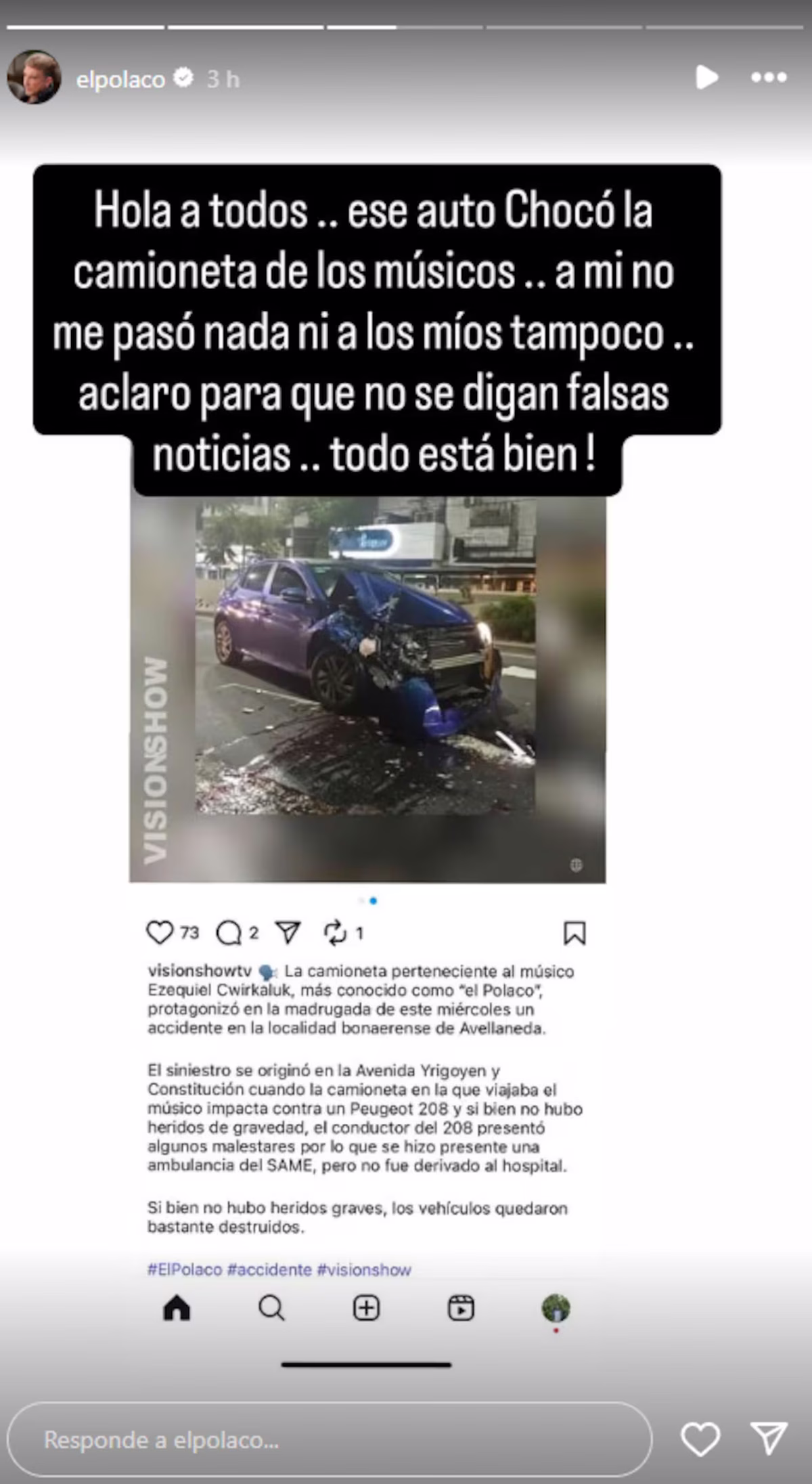 La camioneta de El Polaco protagonizó un accidente sobre la avenida Hipólito Yrigoyen