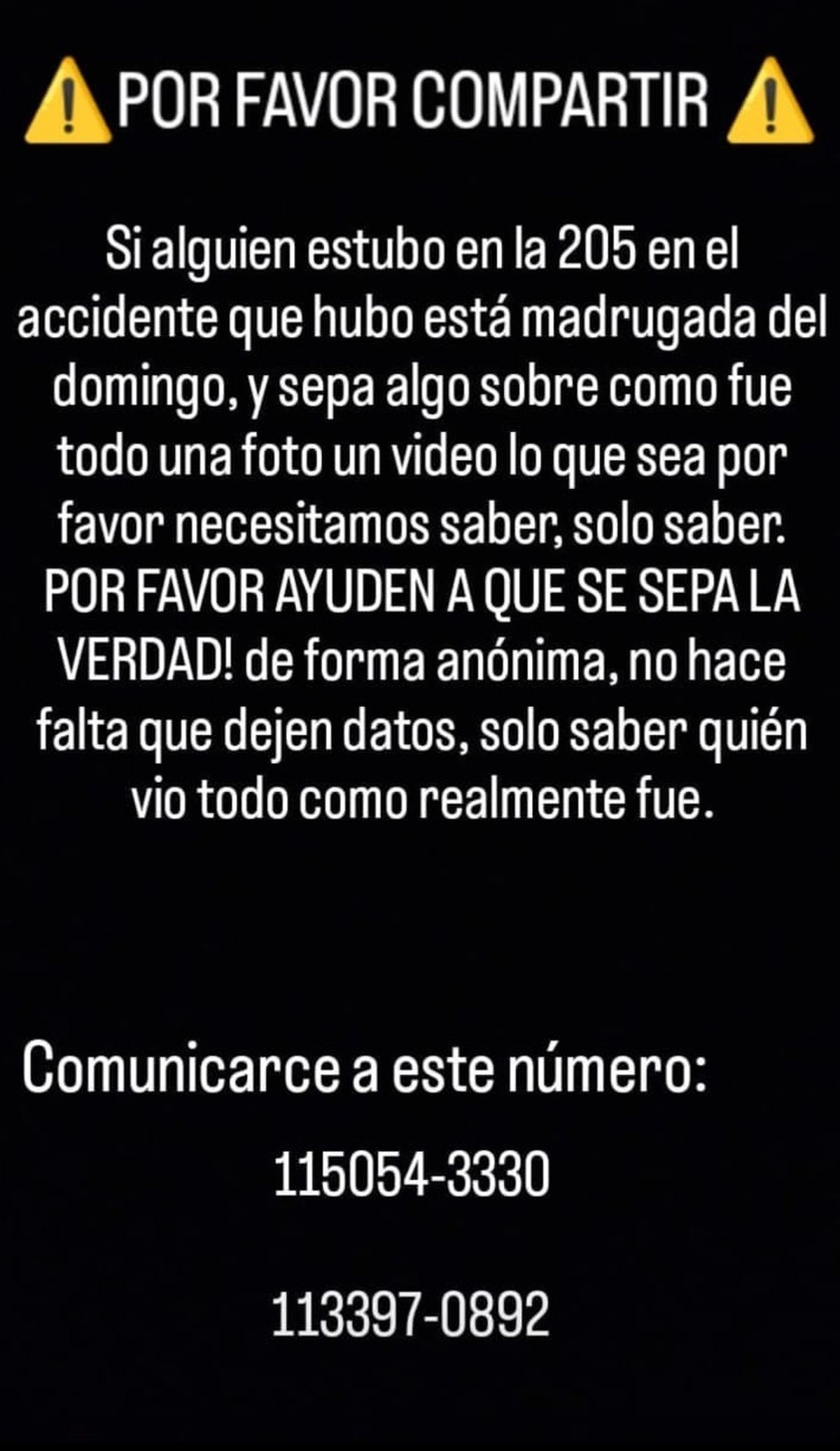 El accidente fue el pasado 30 de octubre en El Jagüel, sobre Ruta 205.