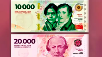 Nuevos billetes de 10 mil y 20 mil pesos: cuándo empiezan a circular