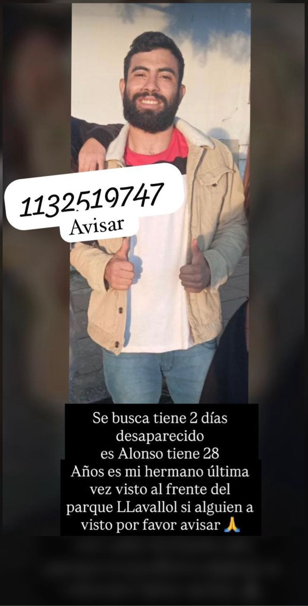 Alonso Duncan tiene 28 años y fue visto por última vez el 10 de febrero en Lomas.