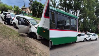 Choque en cadena entre dos autos y un colectivo en Almirante Brown: dos personas heridas