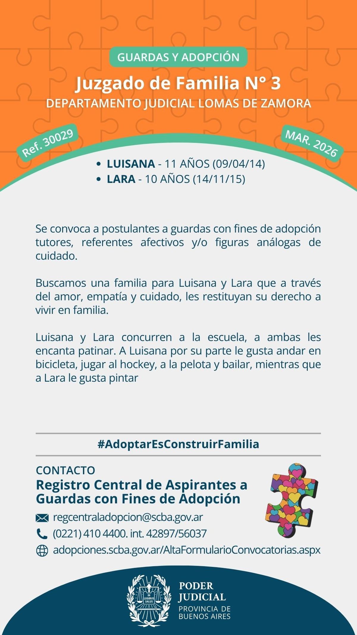 El aviso de la Justicia de Lomas de Zamora por las dos nenas en adopción.