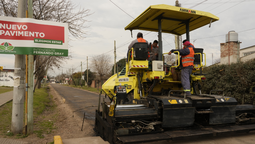 monte grande: avanza la obra de pavimentacion sobre la calle linan