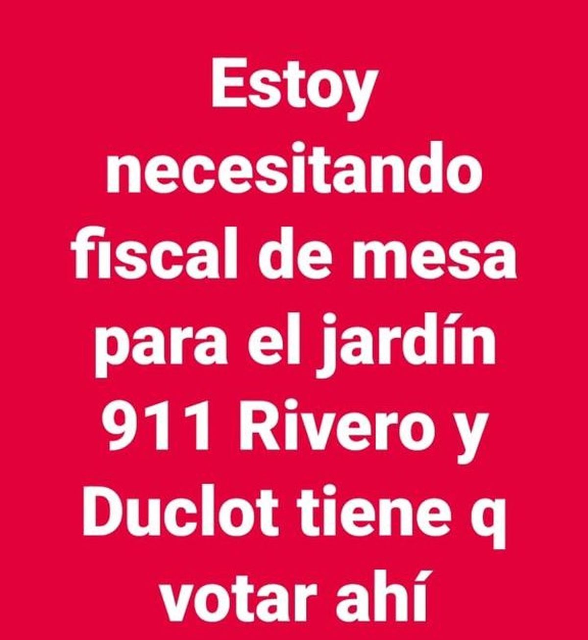 Publicación de redes sociales que buscaba fiscales para luego darles dinero a cambio de votos en un jardín de Esteban Echeverría.