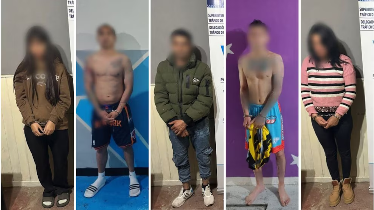 Algunas de las personas detenidas en el operativo por la banda narco. 