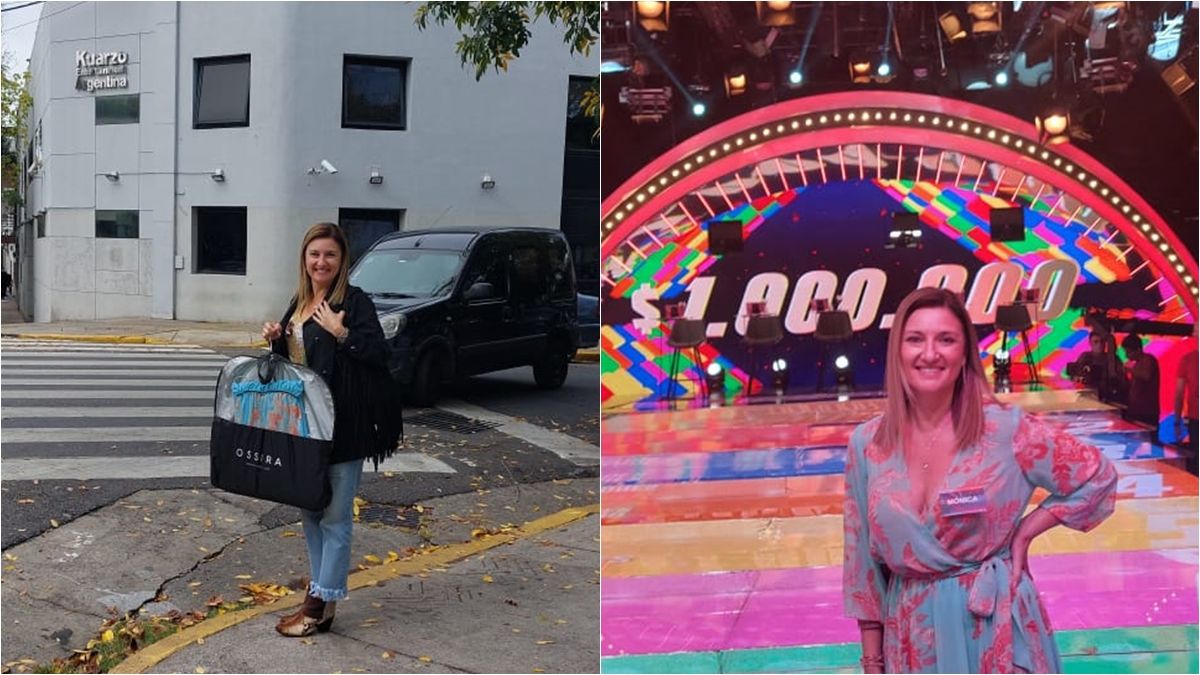 La vecina de Banfield, antes de grabar y ya en el estudio de Los 8 escalones.