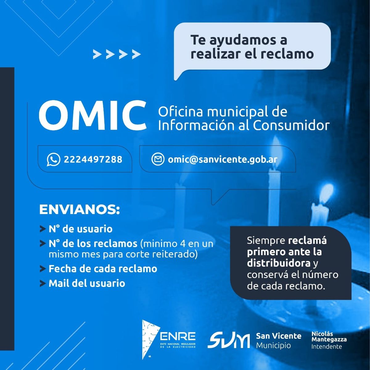 El Municipio de San Vicente colabora en los reclamos de los vecinos a través de la OMIC.