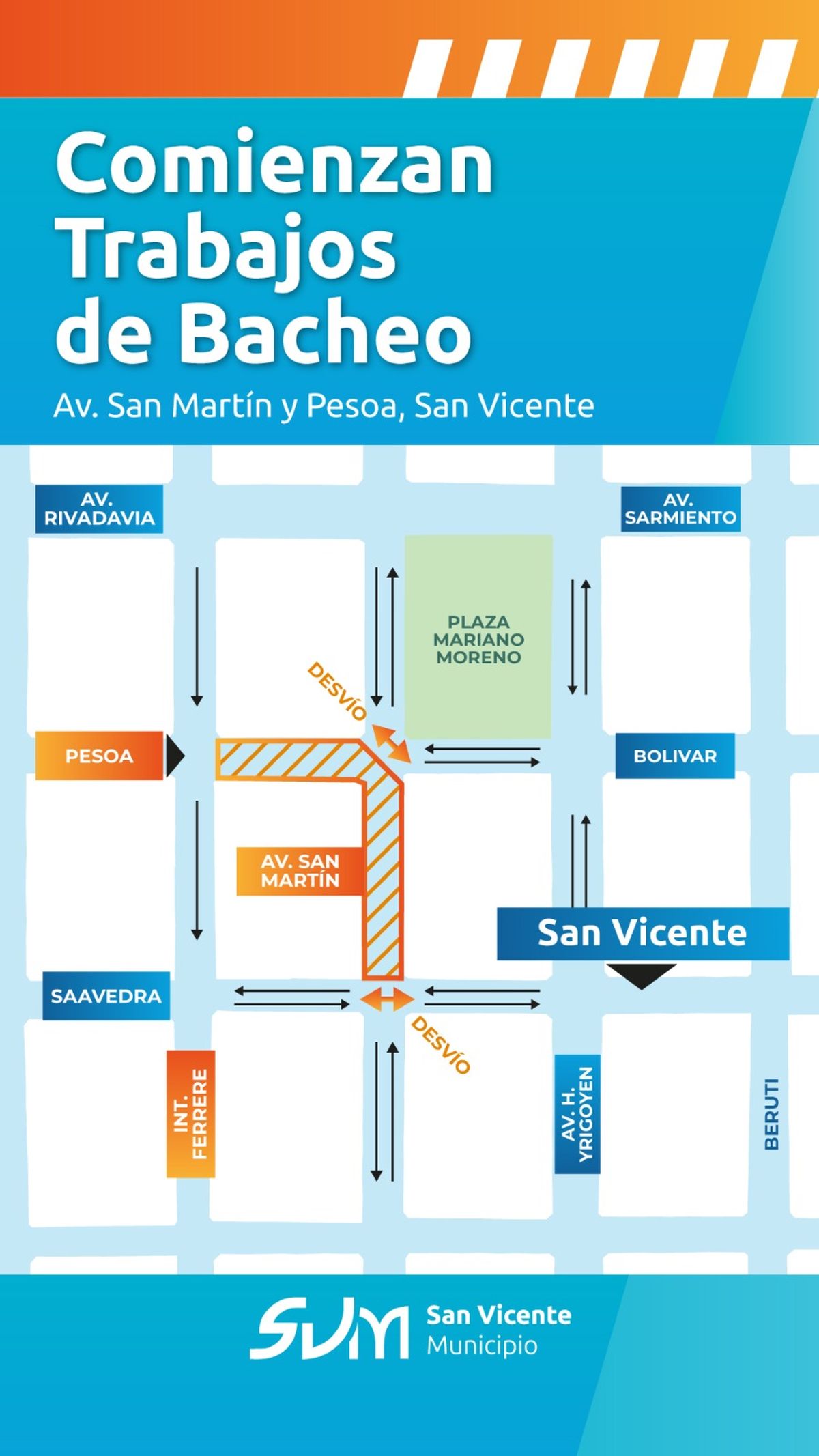 Las obras que se realizan en la esquina céntrica de San Vicente.