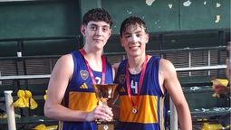 campeones de san vicente con boca: simon lede, del social, y tiziano galeone, del depo