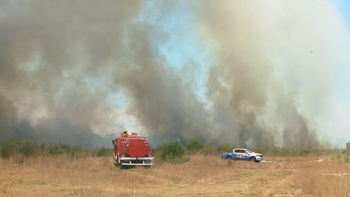 Incendio de pastizales en Ezeiza: trabajan varias dotaciones de Bomberos