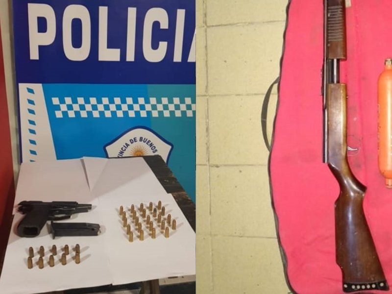 Armas incautadas en los cinco allanamientos. Estar&iacute;an relacionadas con el homicidio ocurrido en Burzaco.