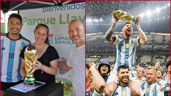 La creadora de la réplica de la Copa del Mundo que levantó Messi es de Lomas: los vecinos también tuvieron su momento Mundial.