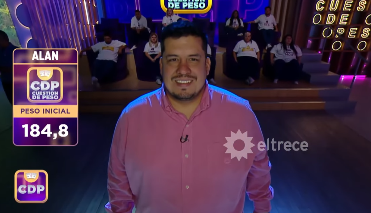 El peso inicial de Alan fue de 184 kgs. El peso inicial de Alan fue de 184 kgs.