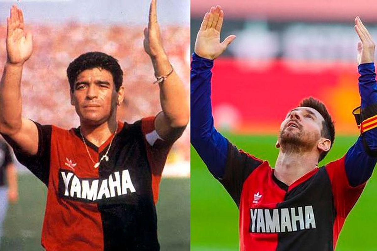 Cuando muri&oacute; Maradona, Lio Messi lo homenaje&oacute; celebrando con su camiseta de Newells.