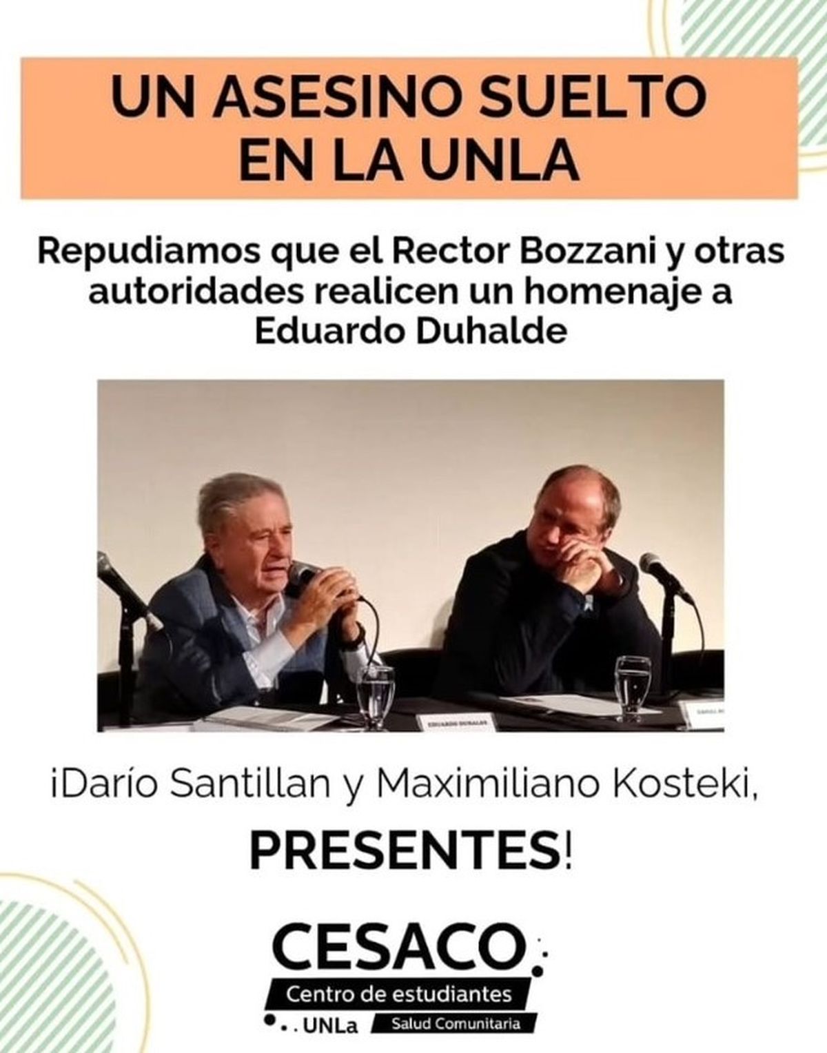 Comunicado contra la presencia de Duhalde en la Universidad de Lanús. Comunicado contra la presencia de Duhalde en la Universidad de Lanús.