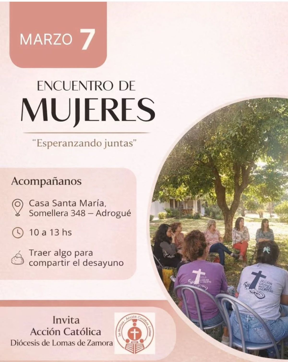 Encuentros organizados por la Acción Católica y la Liga de Madres de Familia en el marco del Día Internacional de la Mujer, en Adrogué.