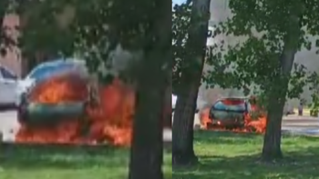 Se incendió un auto en el estacionamiento de la Universidad de Lomas