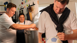 monte grande: maxi lopez visito un comedor y cocino para los chicos