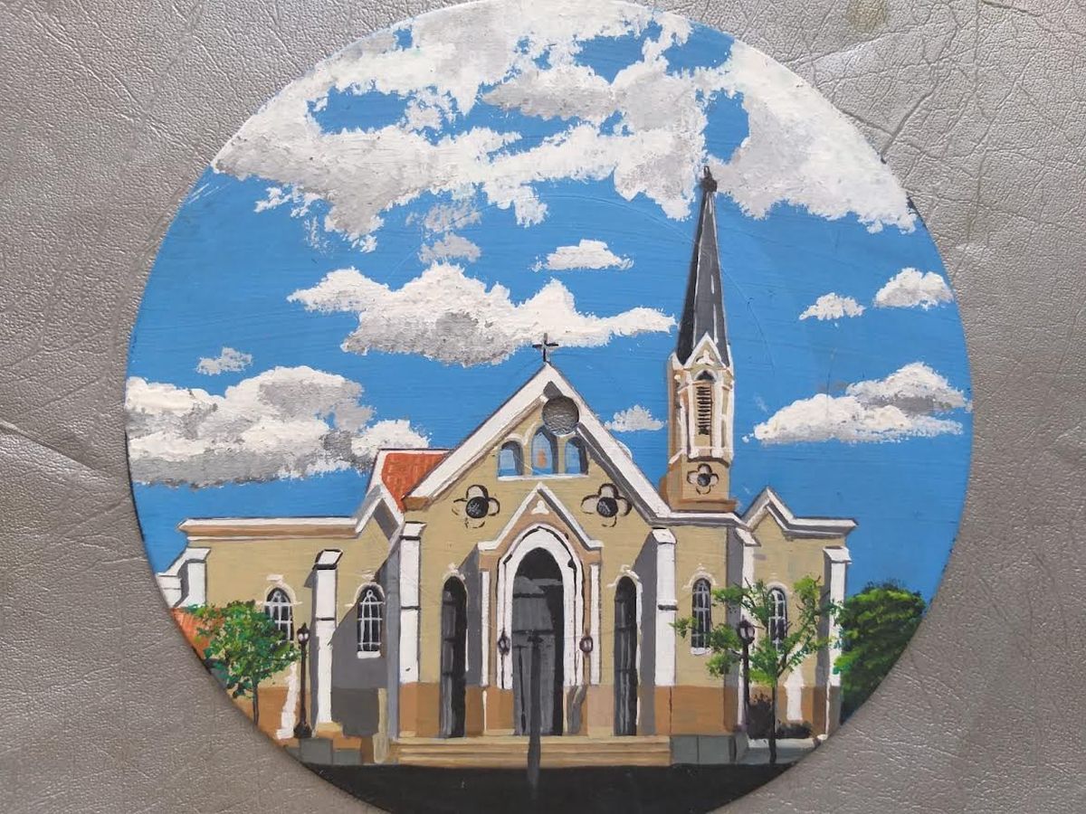 La primera pintura del distrito que realiz&oacute; Lis: la Parroquia Inmaculada Concepci&oacute;n de Monte Grande.