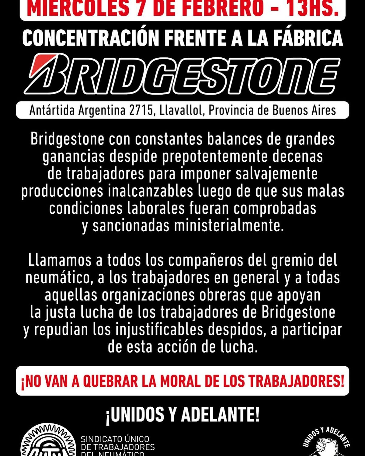 El comunicado sobre la protesta en Llavallol.