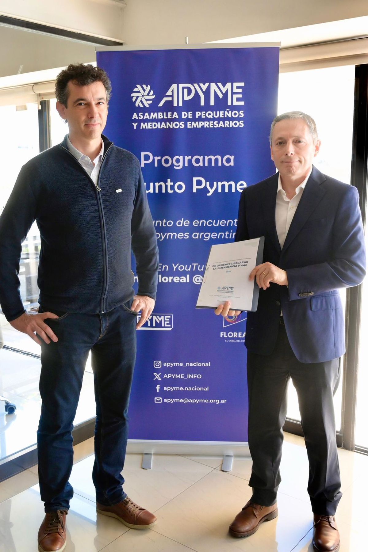 El intendente Fernando Gray junto al presidente de APYME, Julián Moreno. 