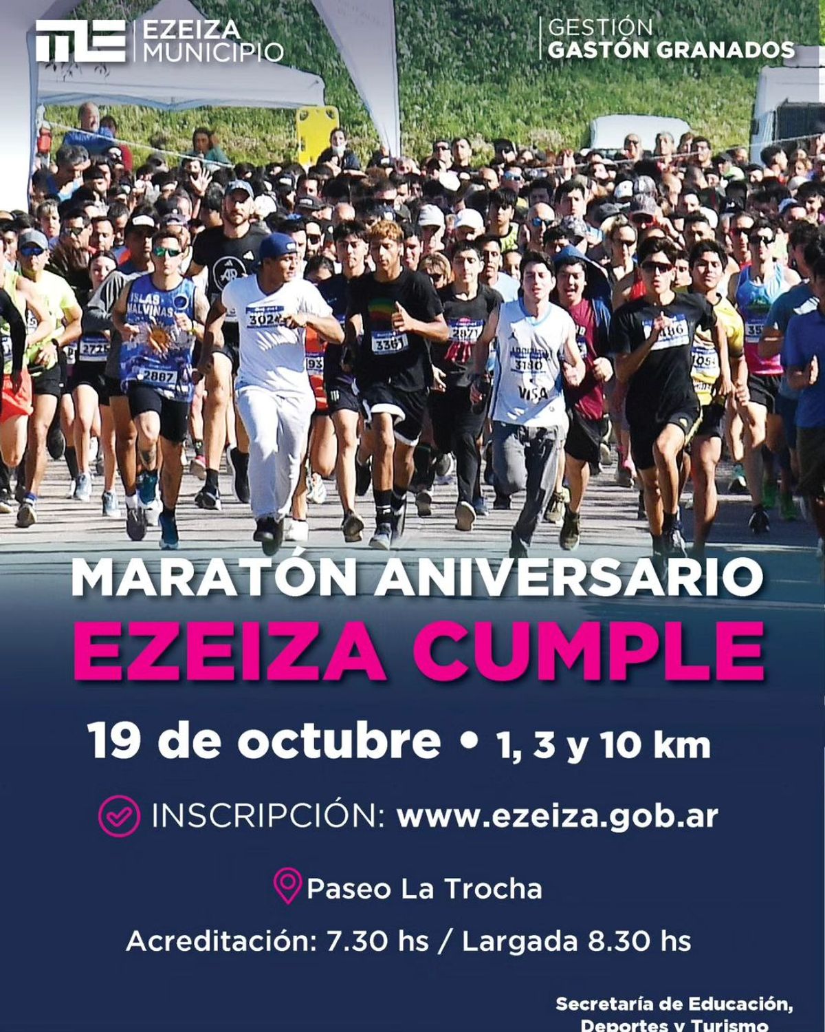 La maratón por el aniversario del partido de Ezeiza se llevará a cabo el próximo 19 de octubre. 