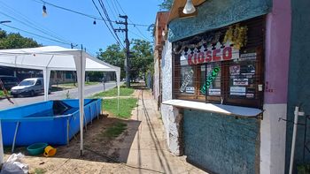 Kiosco con Pelopincho en Lomas: puso una pileta en la vereda para todos los vecinos