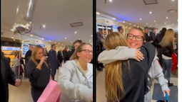 ezeiza: blooper de karina, la princesita, al sorprender a su hija en su cumpleanos en el aeropuerto