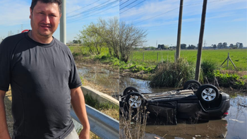 Canning: Una madre y sus dos hijos fueron rescatados tras volcar con su camioneta en la Ruta 58