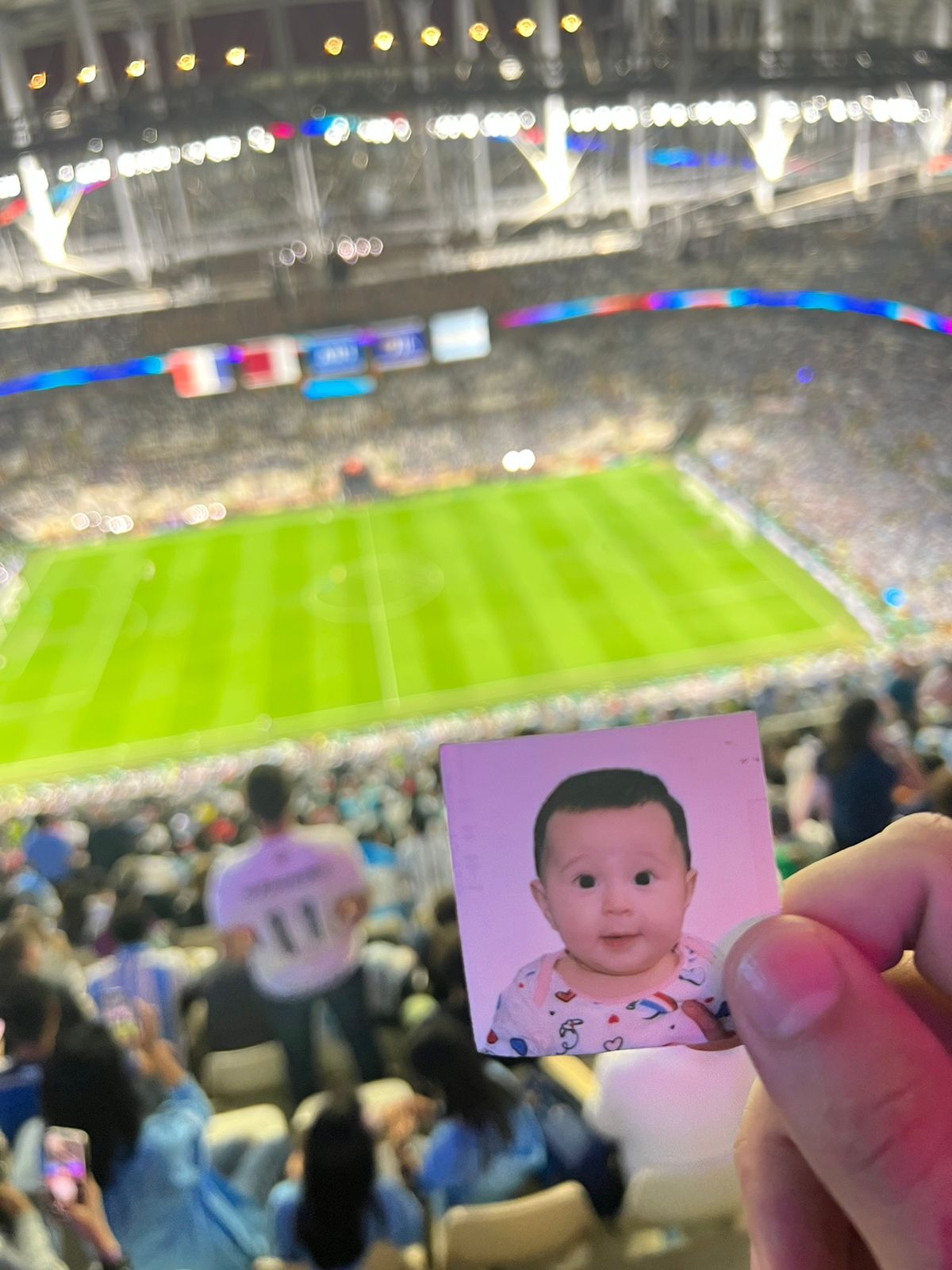 La foto de su hija que besó Damián durante los penales.