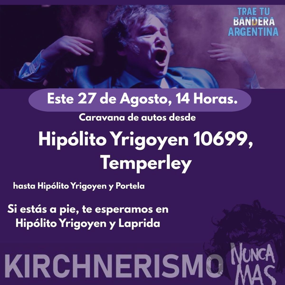 El anuncio del acto del presidente Javier Milei en Lomas de Zamora.&nbsp;