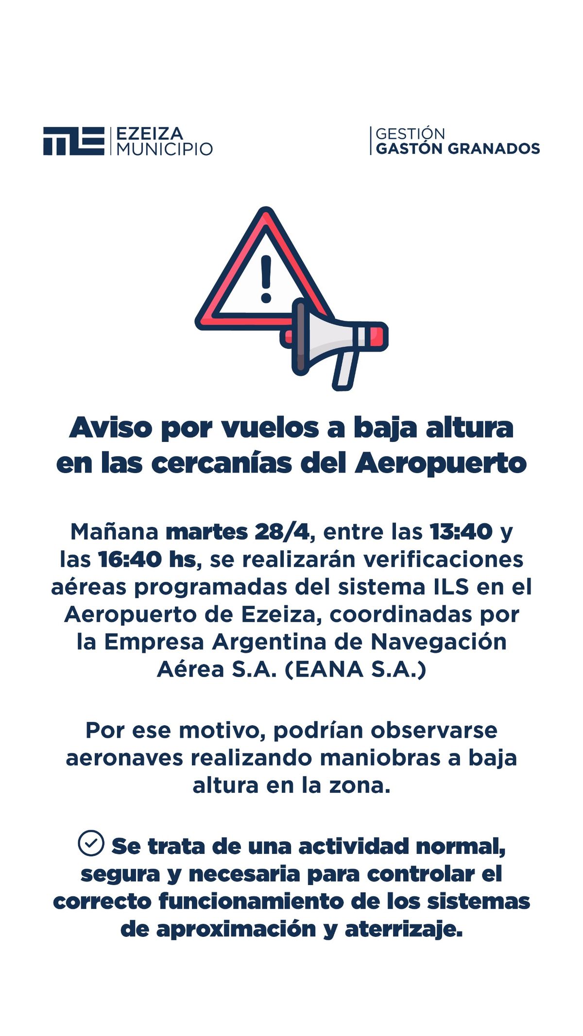 La advertencia del Municipio de Ezeiza. 