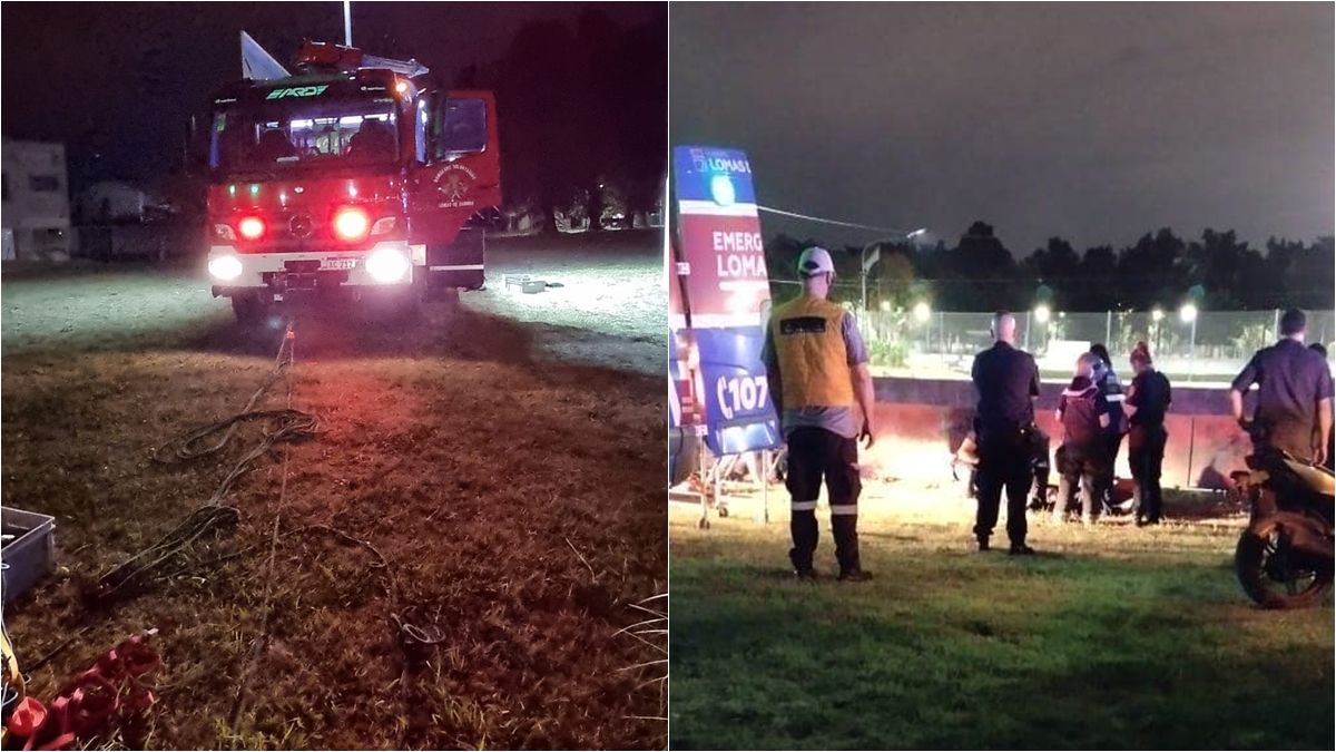 Con un sistema de cuerdas, Bomberos de Lomas de Zamora rescataron a la mujer.
