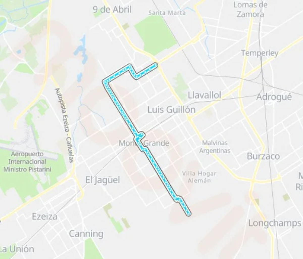 El recorrido completo por Luis Guillón y otros sitios de la zona.