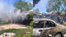 incendio en un taller mecanico de almirante brown: varios autos afectados