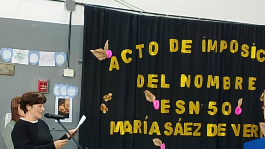 María Sáez de Vernet, el nuevo nombre de la Escuela Secundaria N° 50 de Villa Centenario
