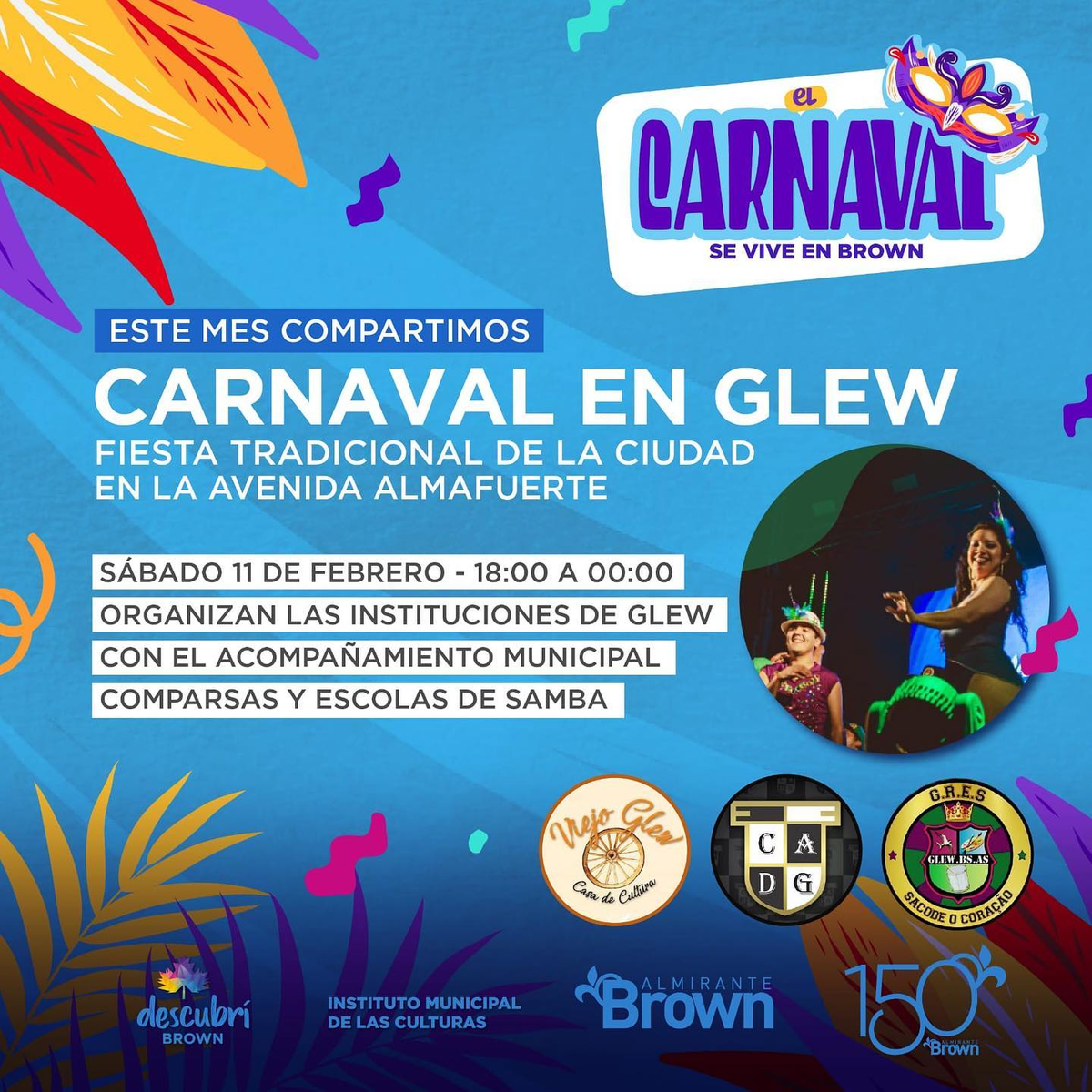 El próximo sábado se festejará el carnaval en Glew. 