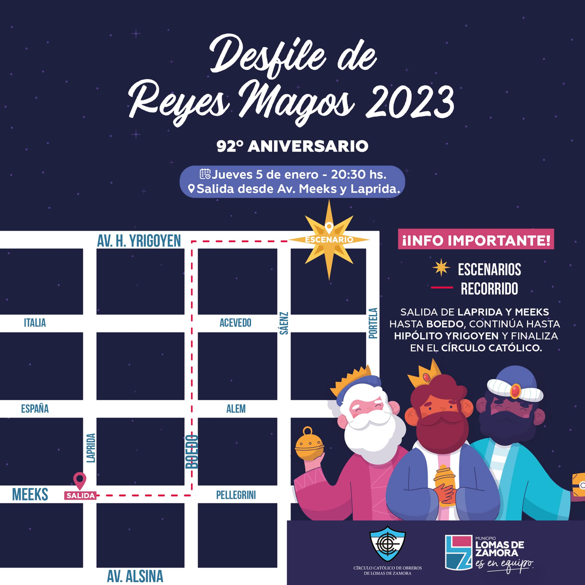El próximo jueves 5 de enero se realizará el tradicional desfile de los Reyes Magos en Lomas. 