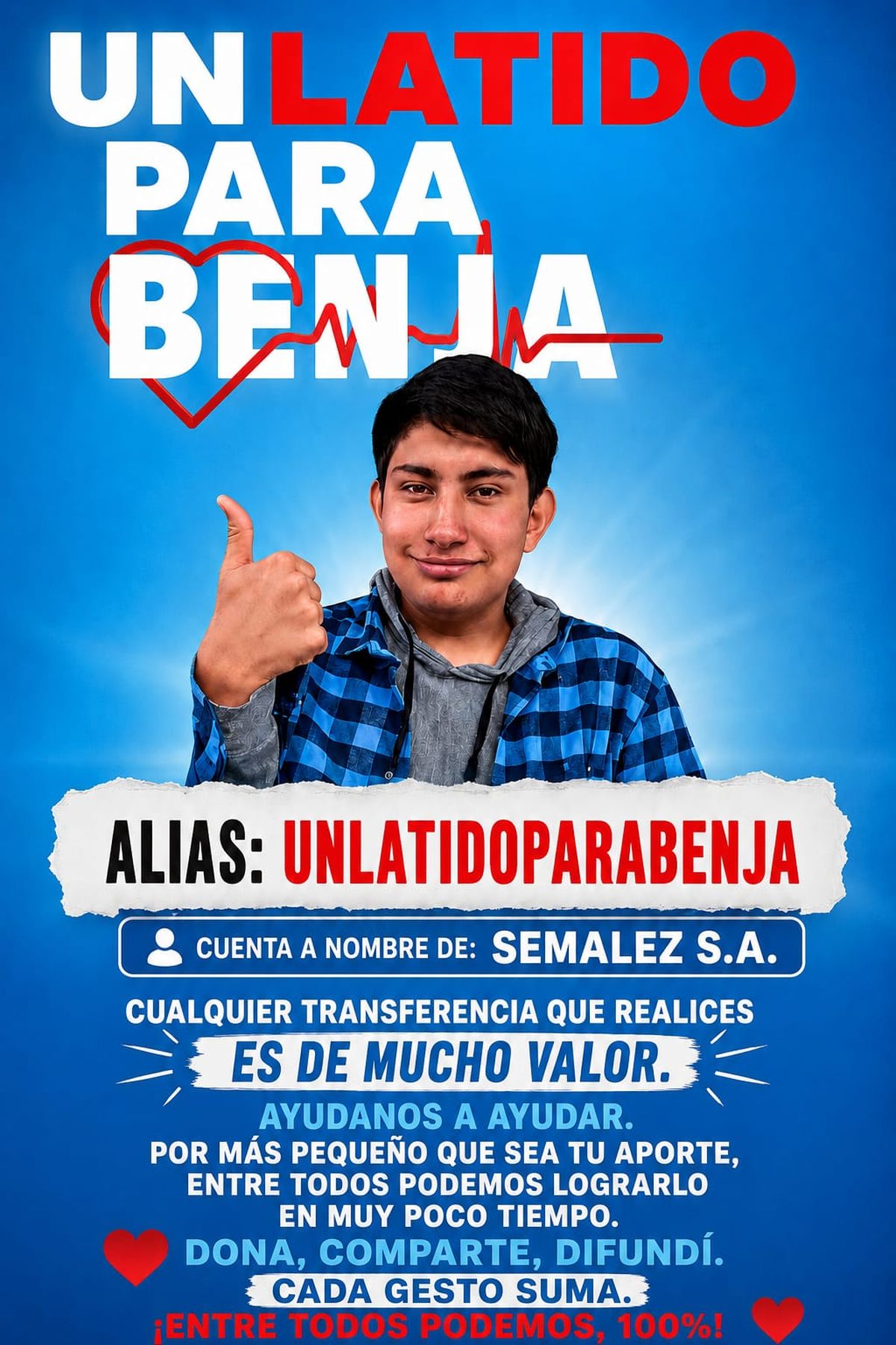 La familia de Benja ya logró reunir $38 millones, pero el costo de las prótesis se duplicó. La familia de Benja ya logró reunir $38 millones, pero el costo de las prótesis se duplicó.