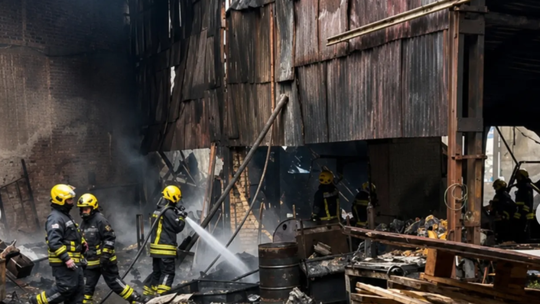 Voraz incendio en una recicladora de plástico de Valentín Alsina: trabajaron diez dotaciones de bomberos