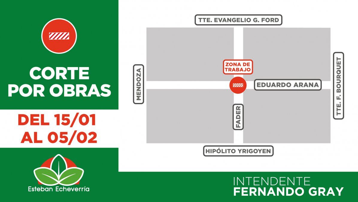 Cortes por obras en Luis Guillón, 9 de Abril y El Jagüel