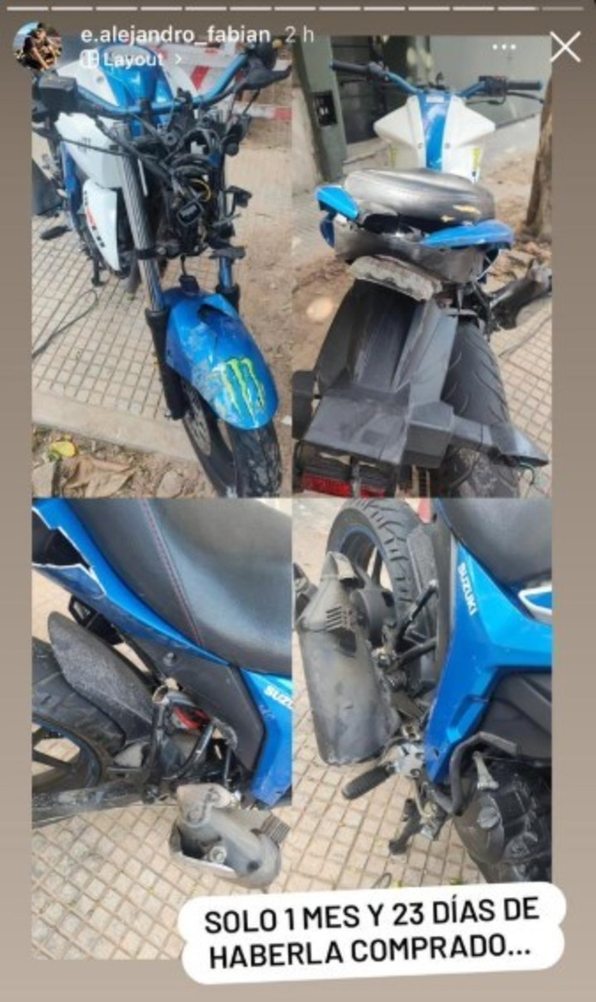 Una de las publicaciones del vecino de Monte Grande sobre el violento episodio.