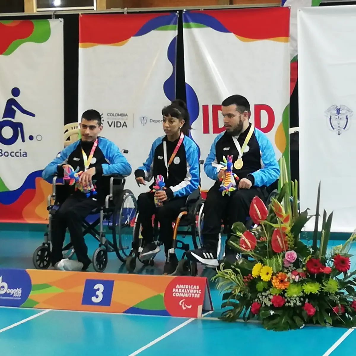 Sergio Castañeda, vecino de Alejandro Korn, en el podio de los Juegos Panamericanos Juveniles.