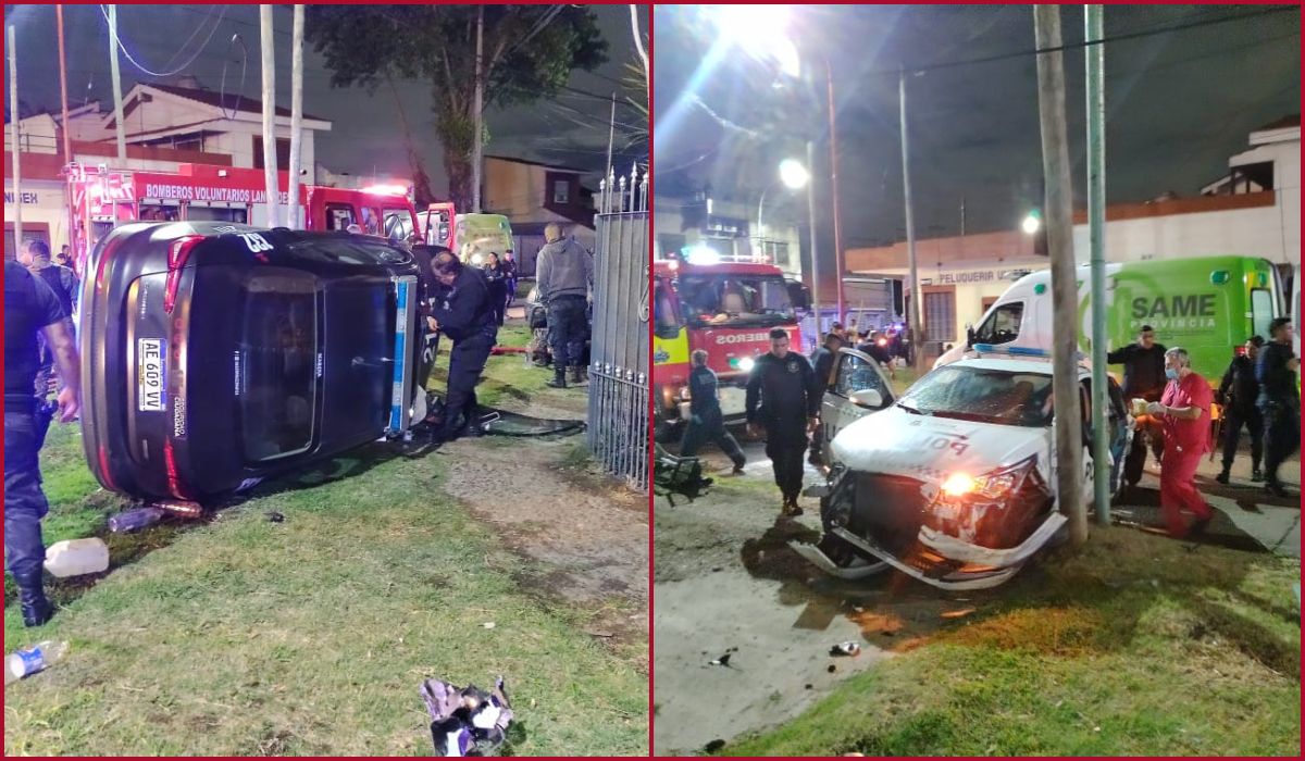 Terrible accidente en Lanús: dos patrulleros chocaron durante una persecución.