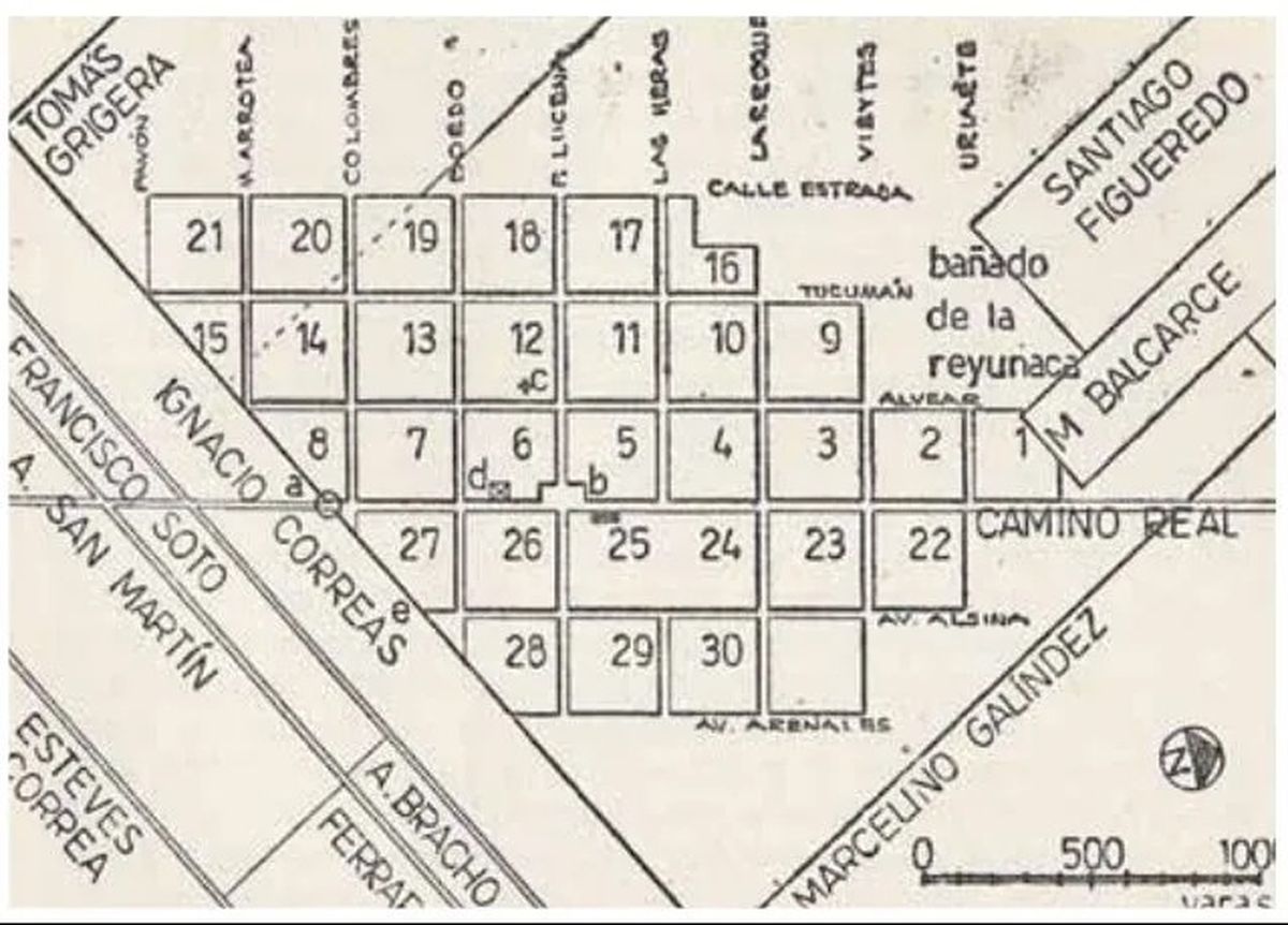 Origen de Lomas de Zamora: así fue el reparto de chacras que hizo Tomás Grigera (Esquema de Alberto S.J. de Paula)