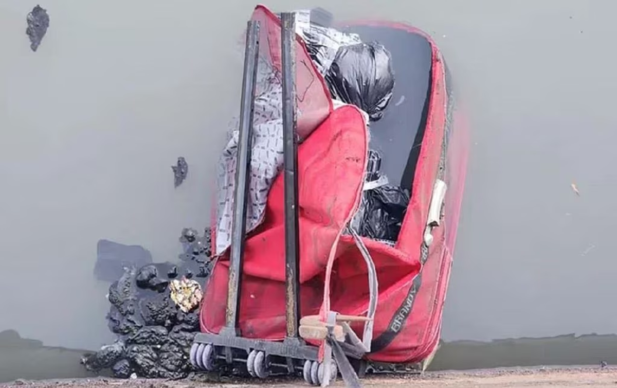 La valija donde fue encontrado parte del cuerpo del empresario.