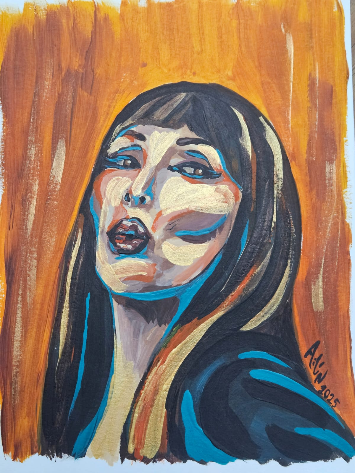 El retrato de Moria Casán hecho por la vecina de Monte Grande.