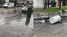 diluvio en lomas: calles anegadas con caida de postes y arboles
