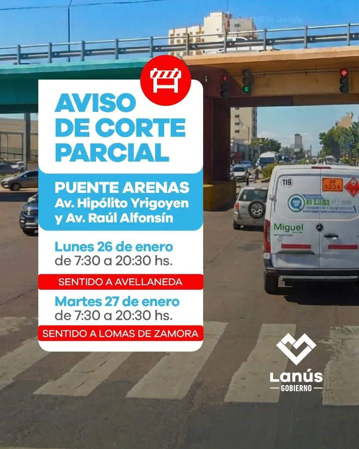 El flyer difundido por el Municipio de Lan&uacute;s.